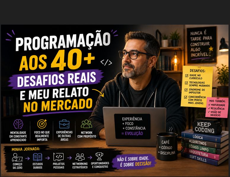 Programação aos 40+: Desafios Reais e Meu Relato no Mercado
