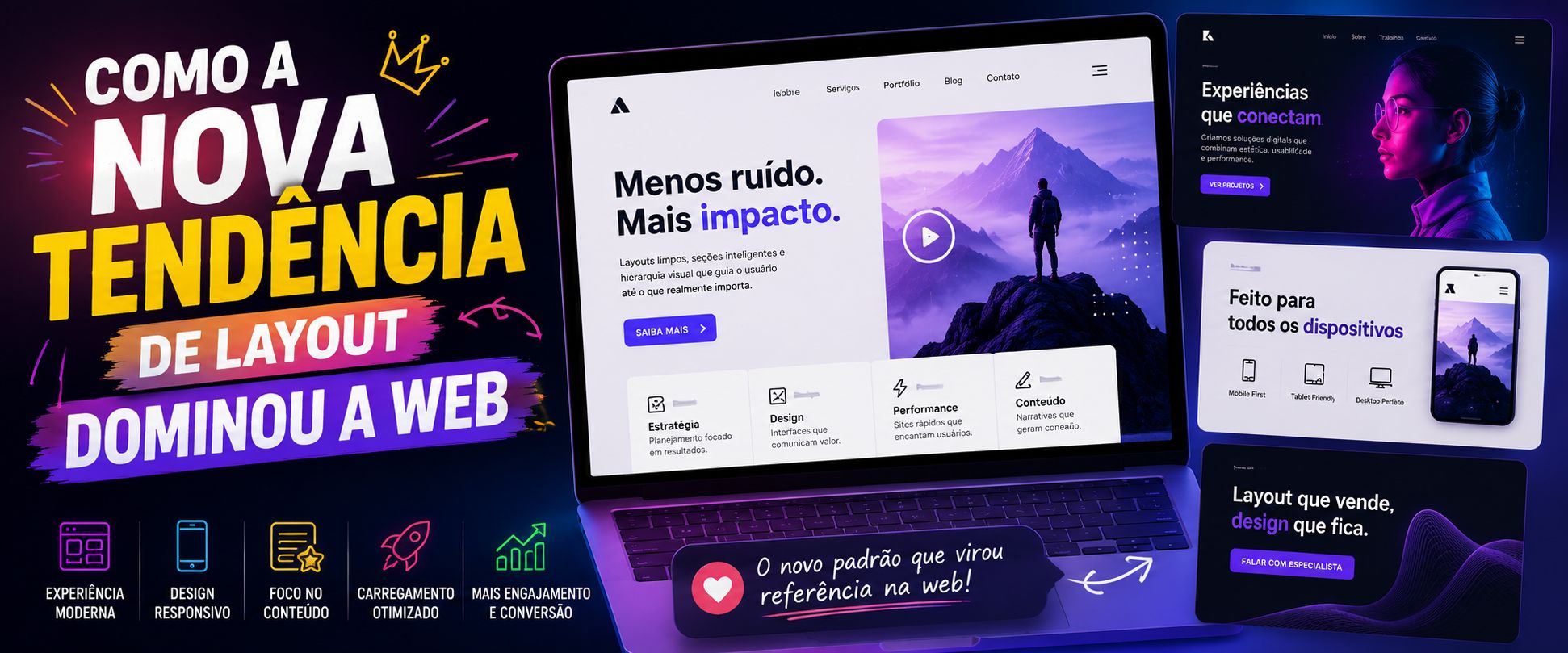 Como a Nova Tendência de Layout Dominou a Web
